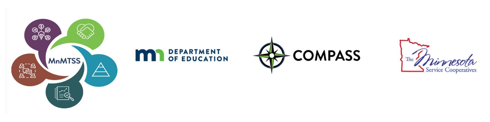 MnMTSS, Minnesota Department of Education, COMPASS, and Minnesota Service Cooperatives logos in a row.