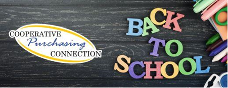 Cooperative Purchasing Connecitons logo next to “Back to School“ spelled out in magnetic letters