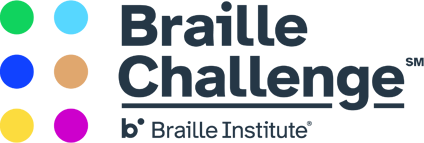Six dot grid with Braille Challenge logo