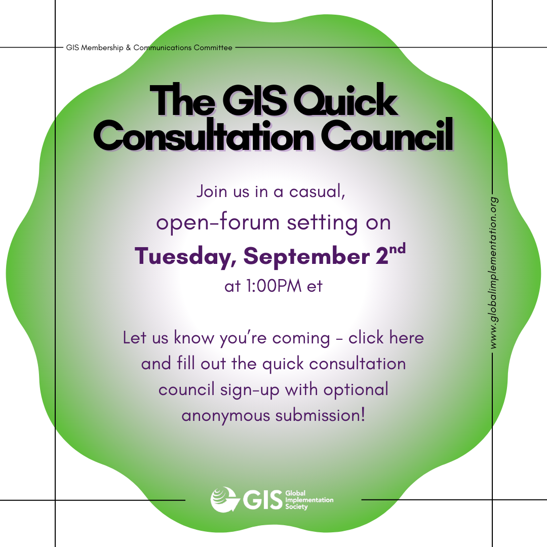 The GIS Quick Consultation Council ; Join us in a casual, open-forum setting on Tuesday, April 22 at 1:00pm ET ; Let us know you're coming - click here and fill out the quick consultation council sign-up with optional anonymous submission!