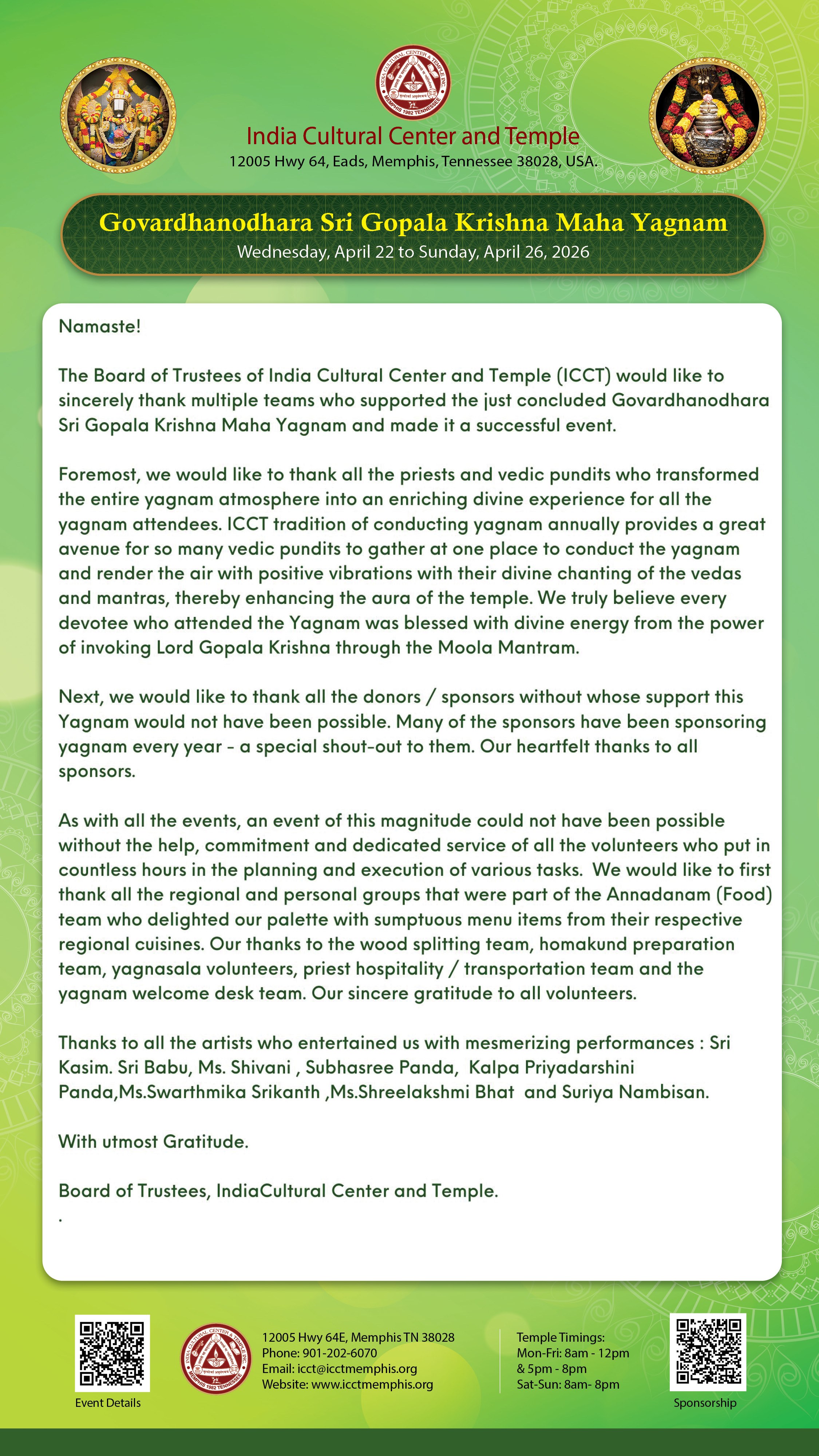 Sri Lakshmi Hayagreeva Sahitha Apadoddharka Ramatharaka Maha Yagnam 2024