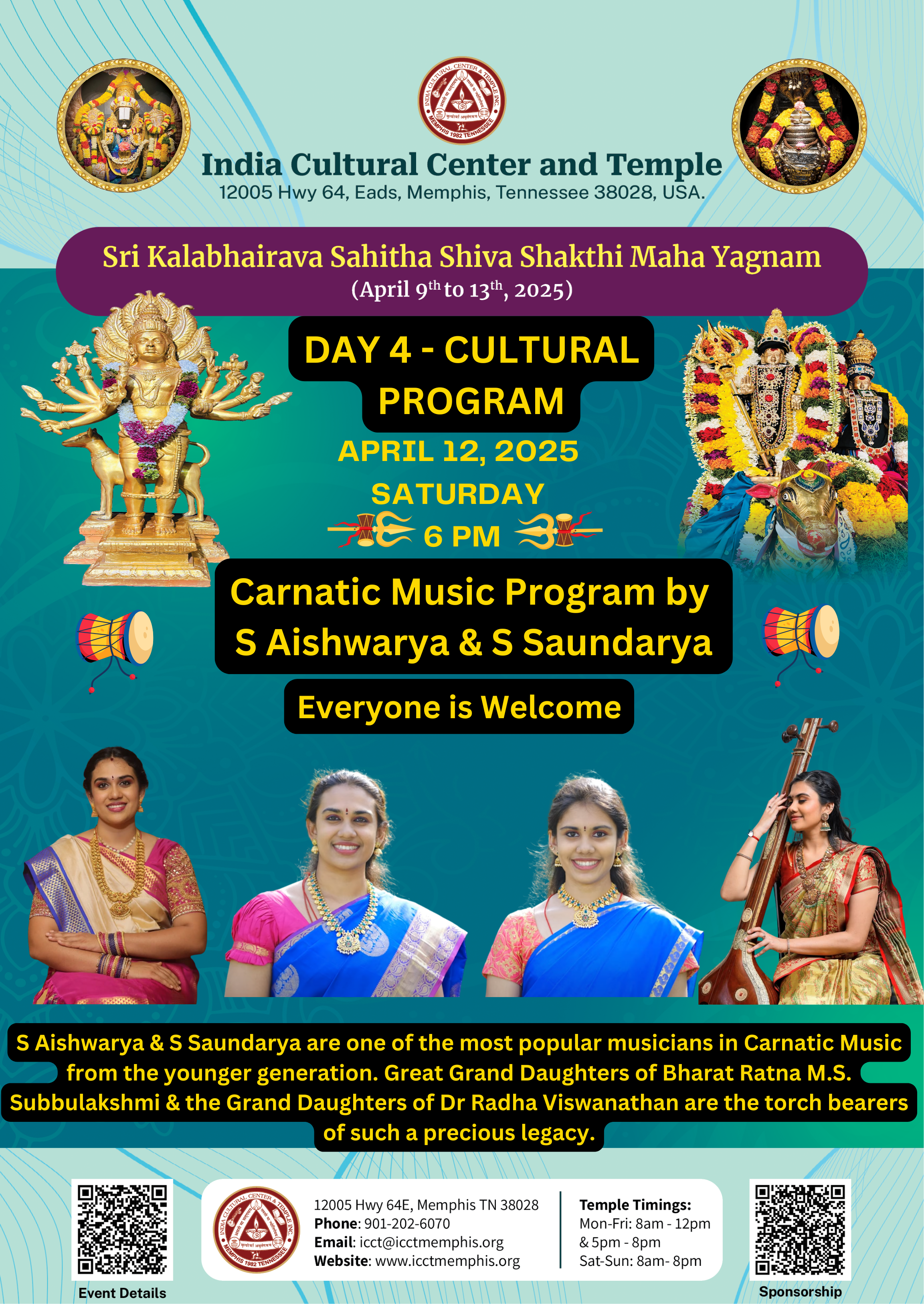 Day 4 (April 12 - Saturday) Cultural Program for Sri Kalabhairava Sahitha Shiva Shakthi Maha Yagnam 2025