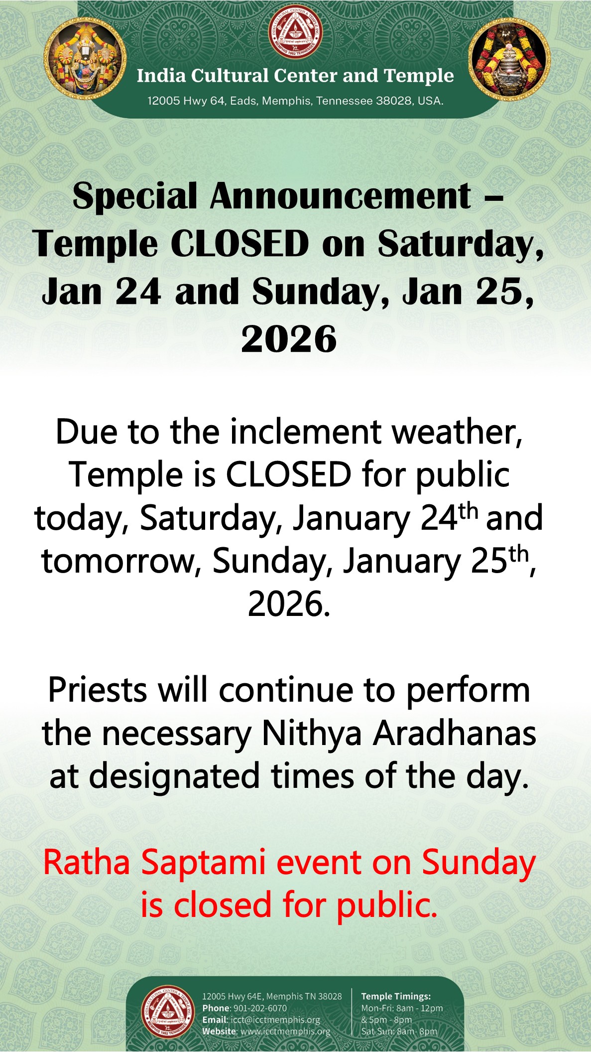 Temple Closed
