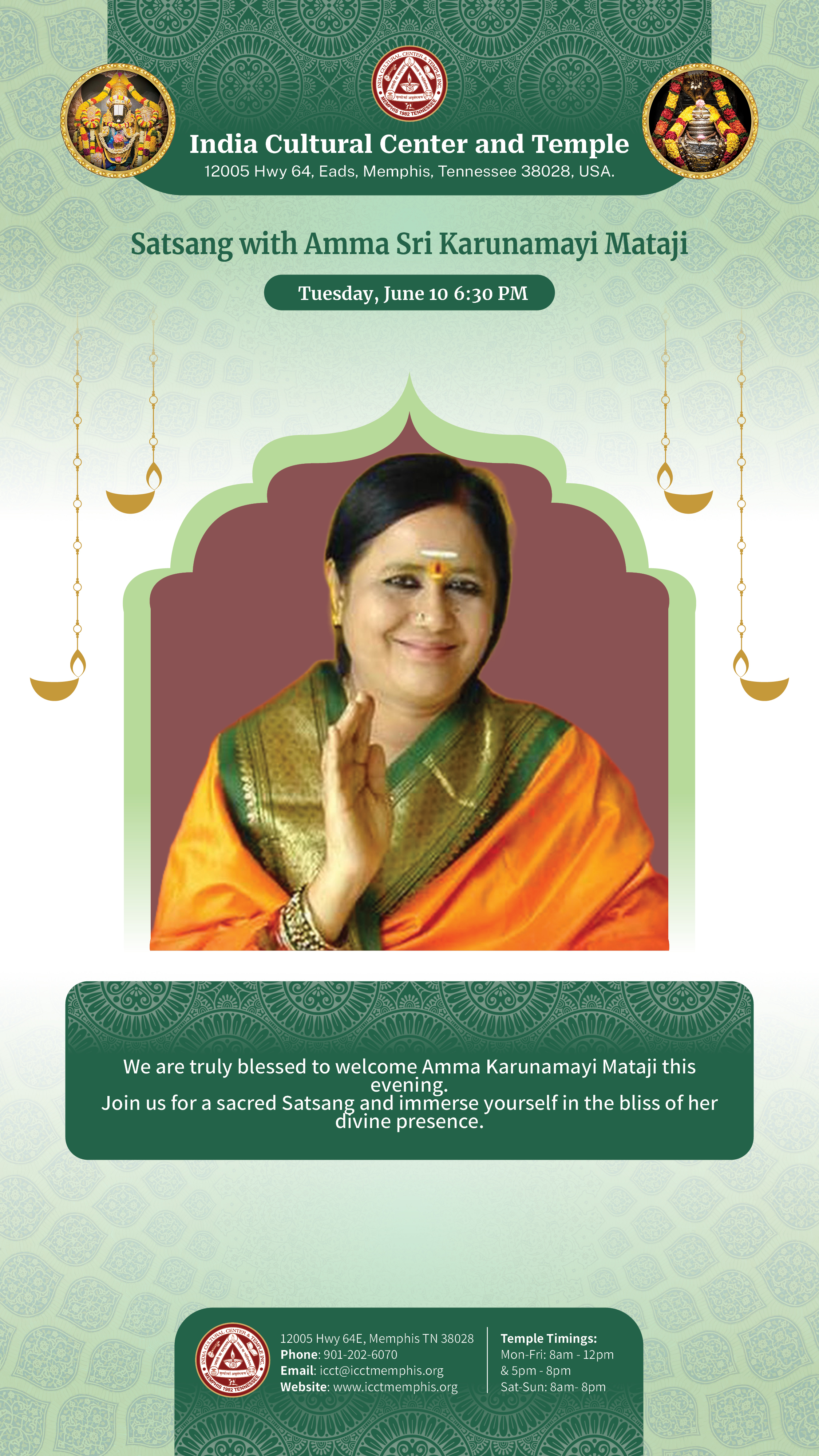Receive blessings from Amma Sri Karunamayi Mataji at ICCT
