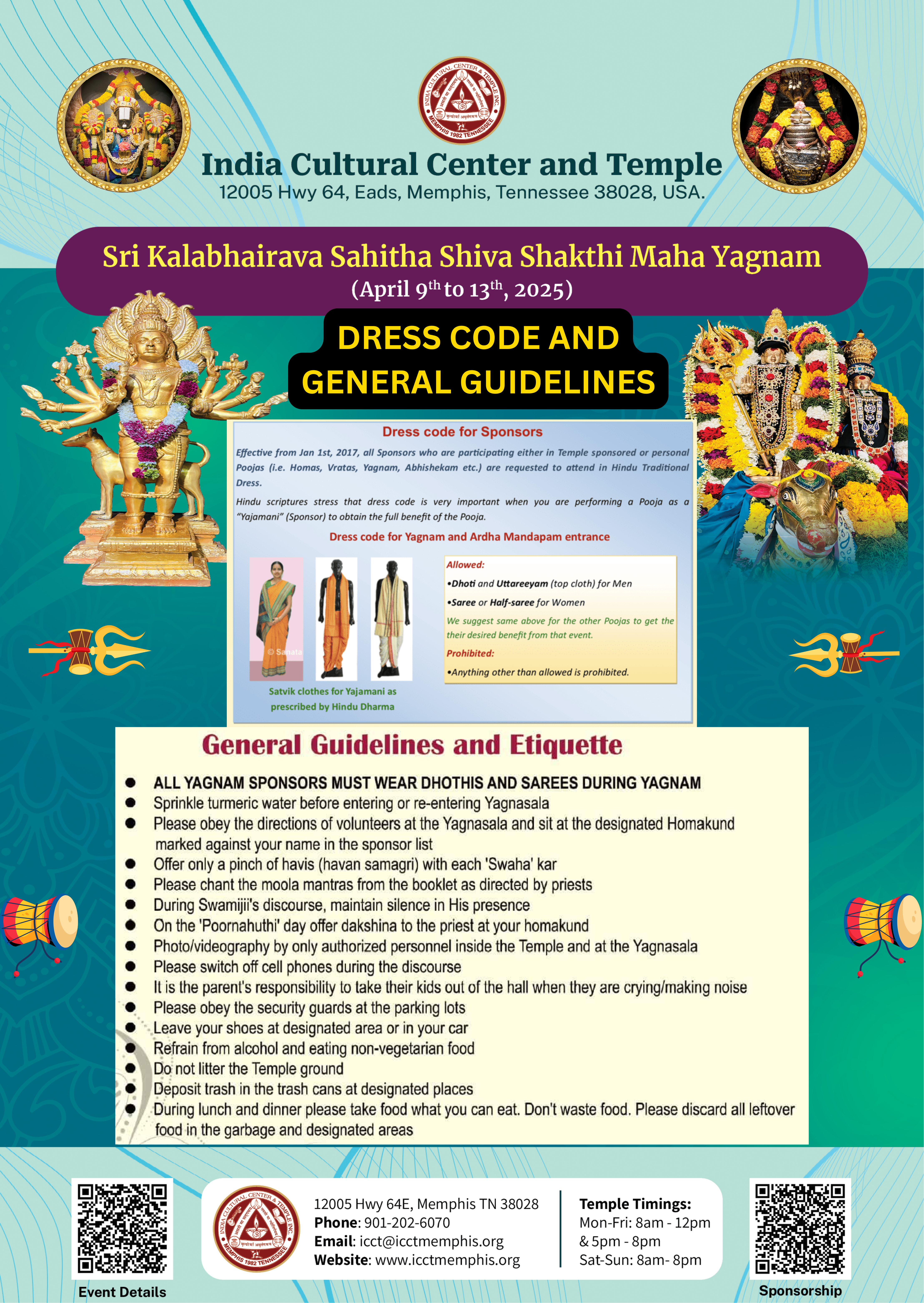 Dress Code and General Guidelines for Sri Kalabhairava Sahitha Shiva Shakthi Maha Yagnam 2025