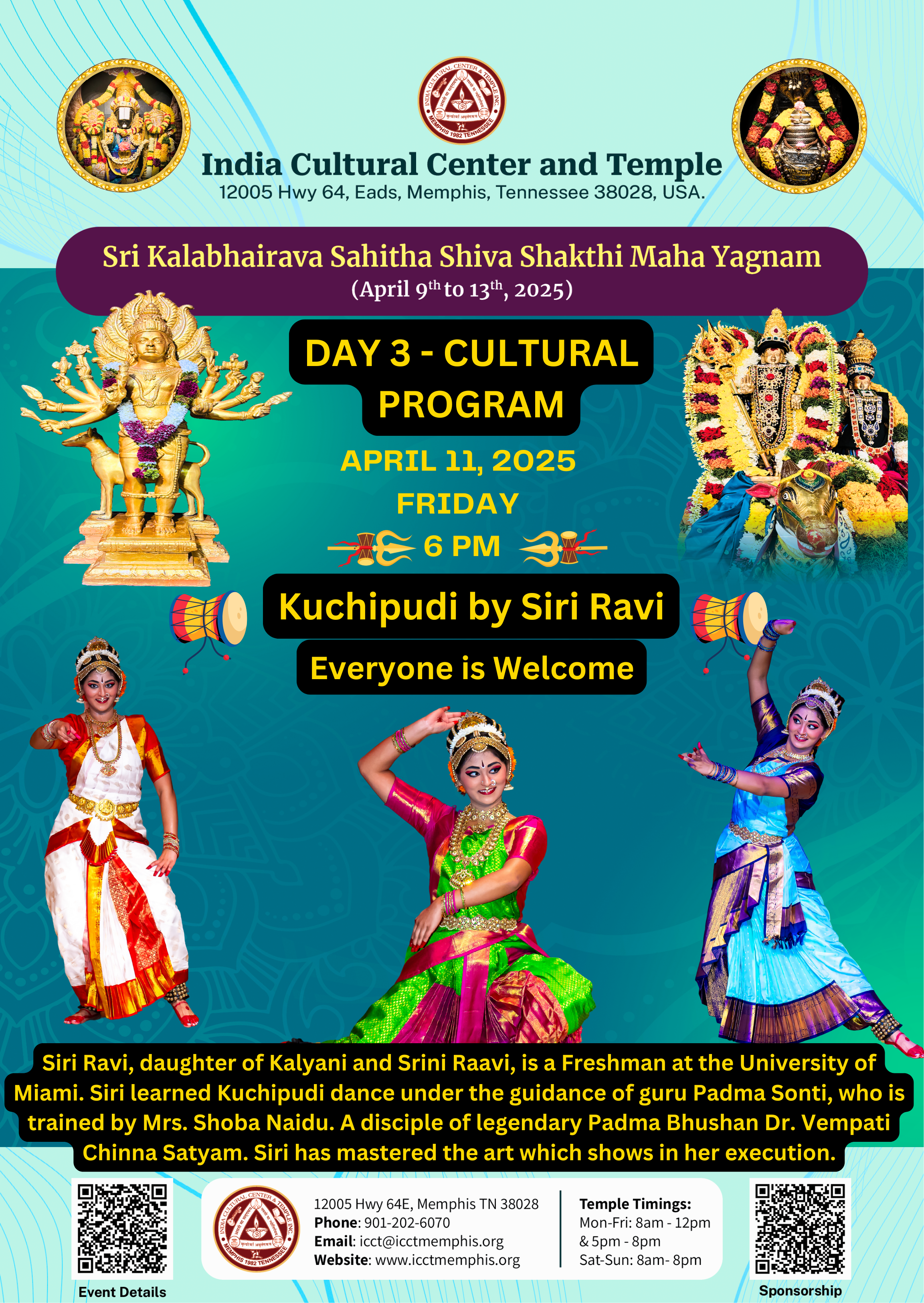 Day 3 (April 11 - Friday) Cultural Program for Sri Kalabhairava Sahitha Shiva Shakthi Maha Yagnam 2025