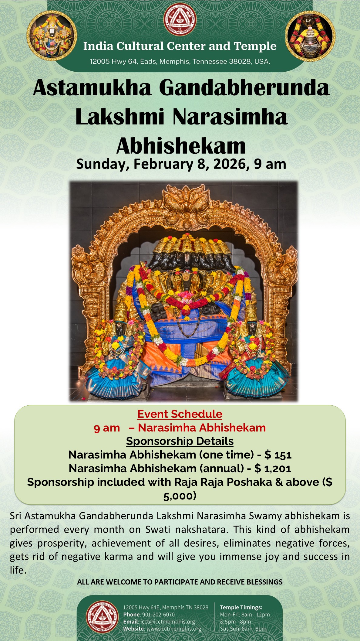 Astamukha Gandabherunda Lakshmi Narasimha Abhishekam