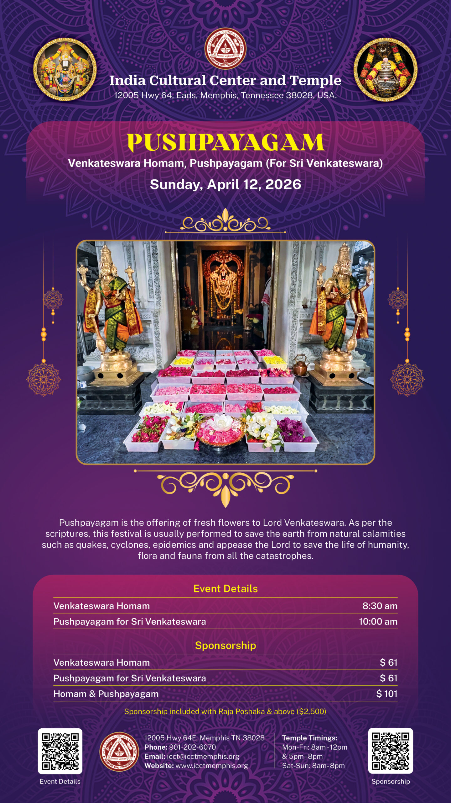 Sri Venkateswara - Pushpayagam and Homam 