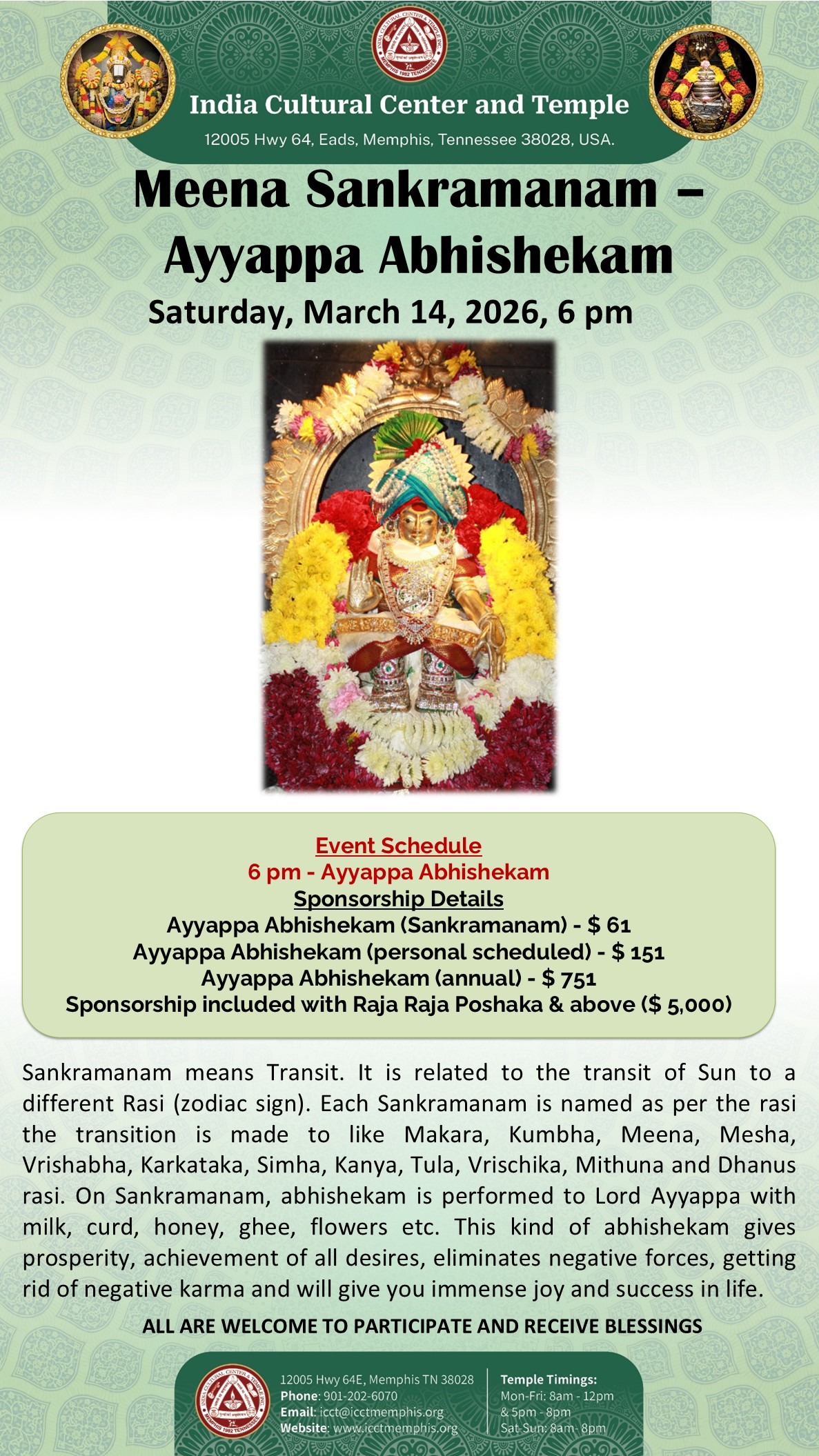 Meena Sankramanam – Ayyappa Abhishekam
