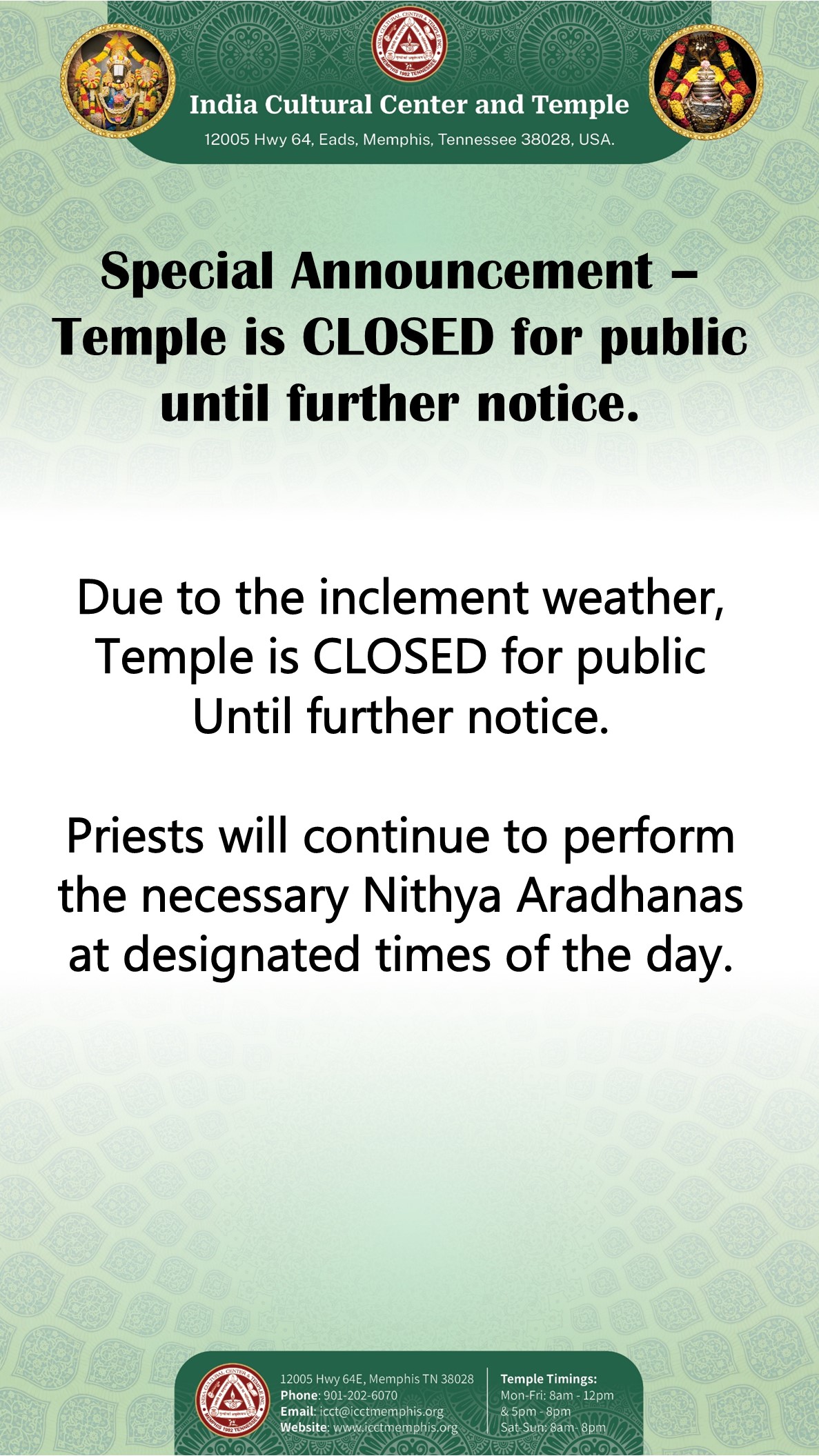 Temple Closed