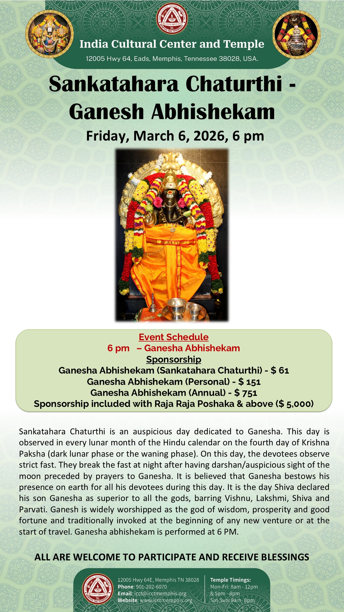 Sankatahara Chaturthi - Ganesh Abhishekam