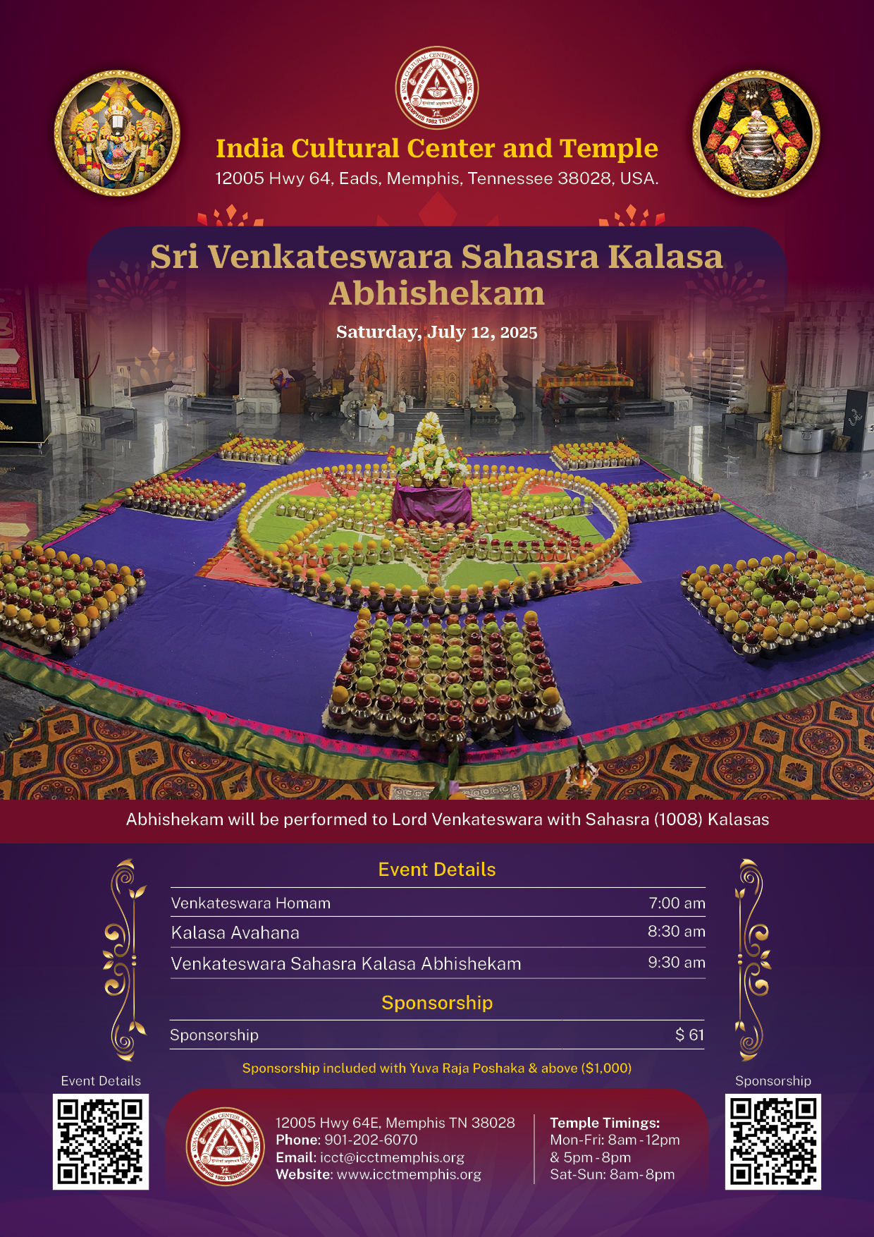 Sri Venkateswara Sahasra Kalasa Abhishekam & Guru Purnima Celebrations