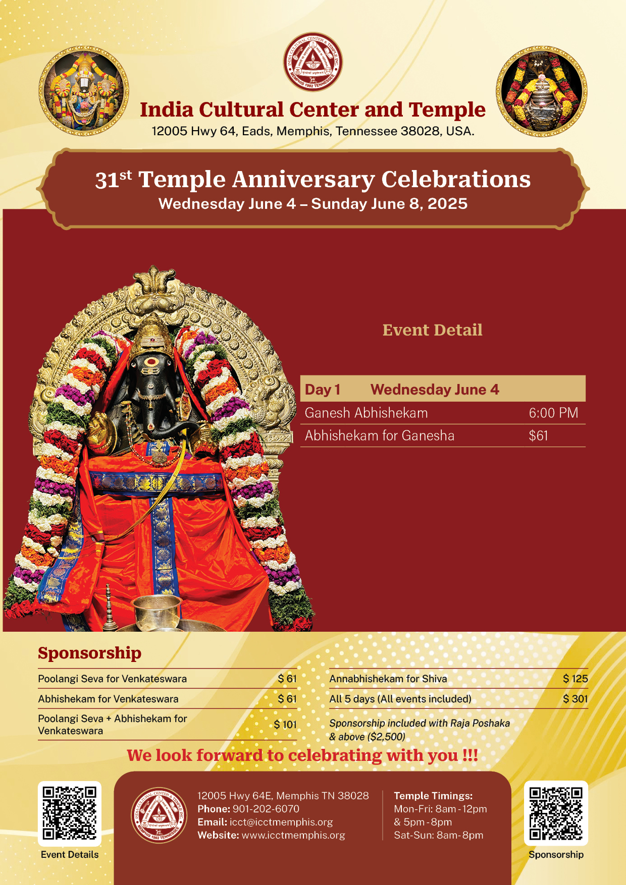 31st Temple Anniversary Celebrations