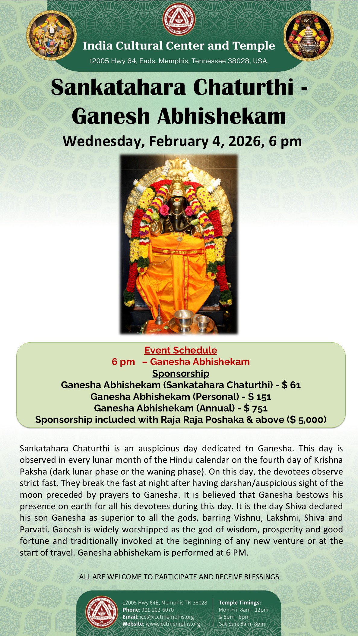 Sankatahara Chaturthi - Ganesh Abhishekam