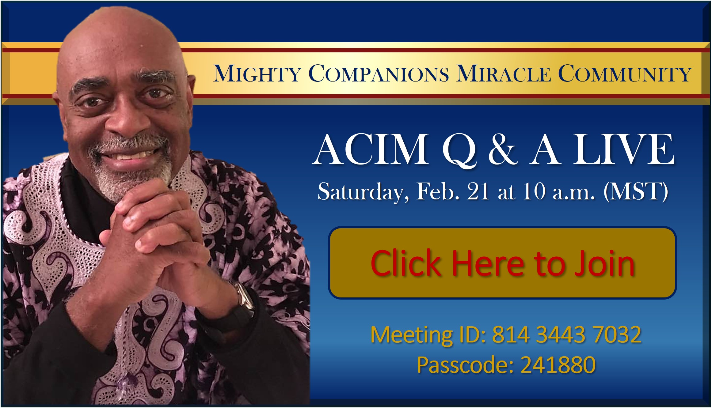 Ad for the ACIM Q&A LIVE meeting
