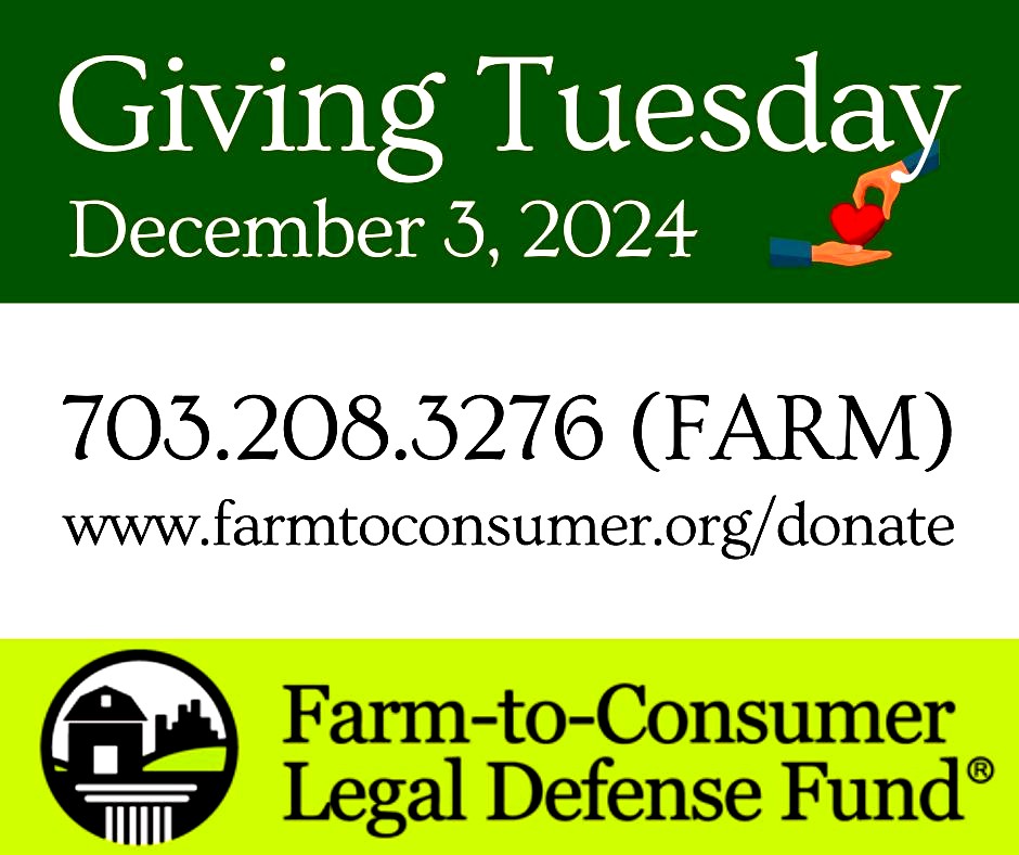 Please Giving Tuesday! https://www.farmtoconsumer.org/donate