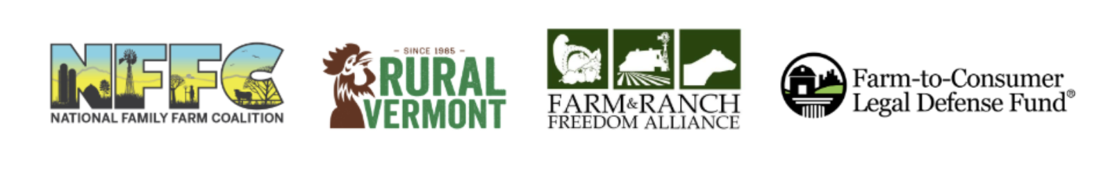Logos of NFFC, Rural VT, FARFA, and FTCLDF