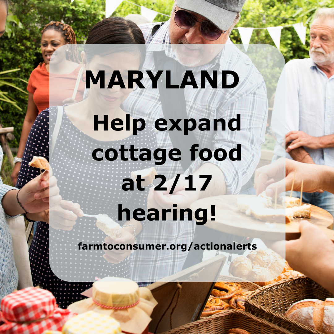 MD Hearing 2/17 on Cottage Foods