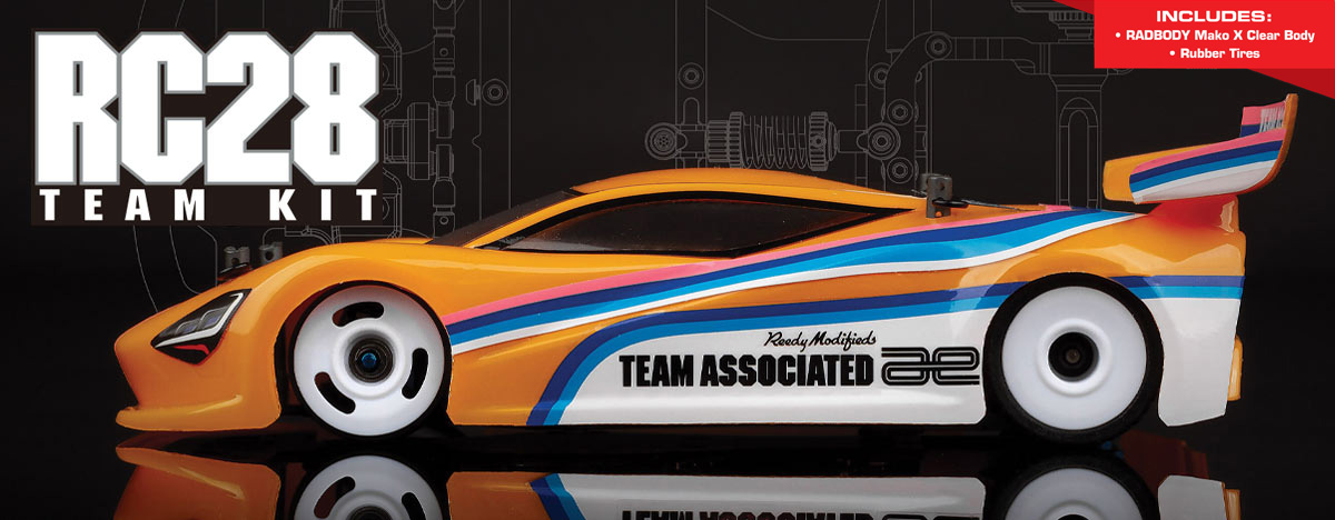 (Pictured: RC28R with Body and Tires Team Kit #20168)