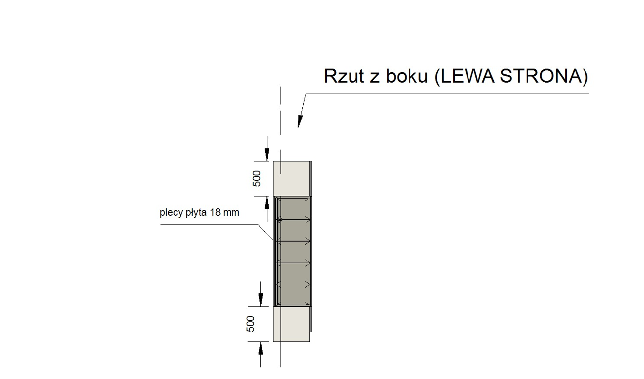 projekt techniczny 3 przedpokój rzut z boku