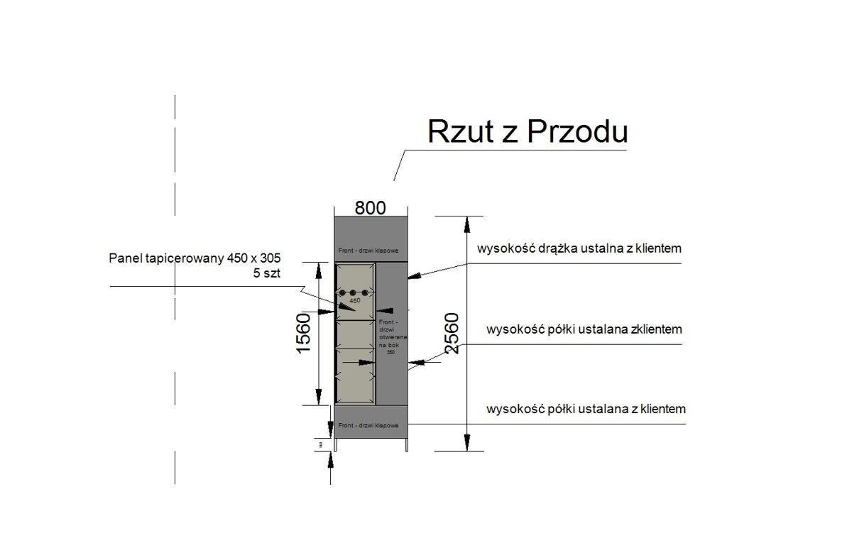 projekt techniczny 2  przedpokój rzut z przodu