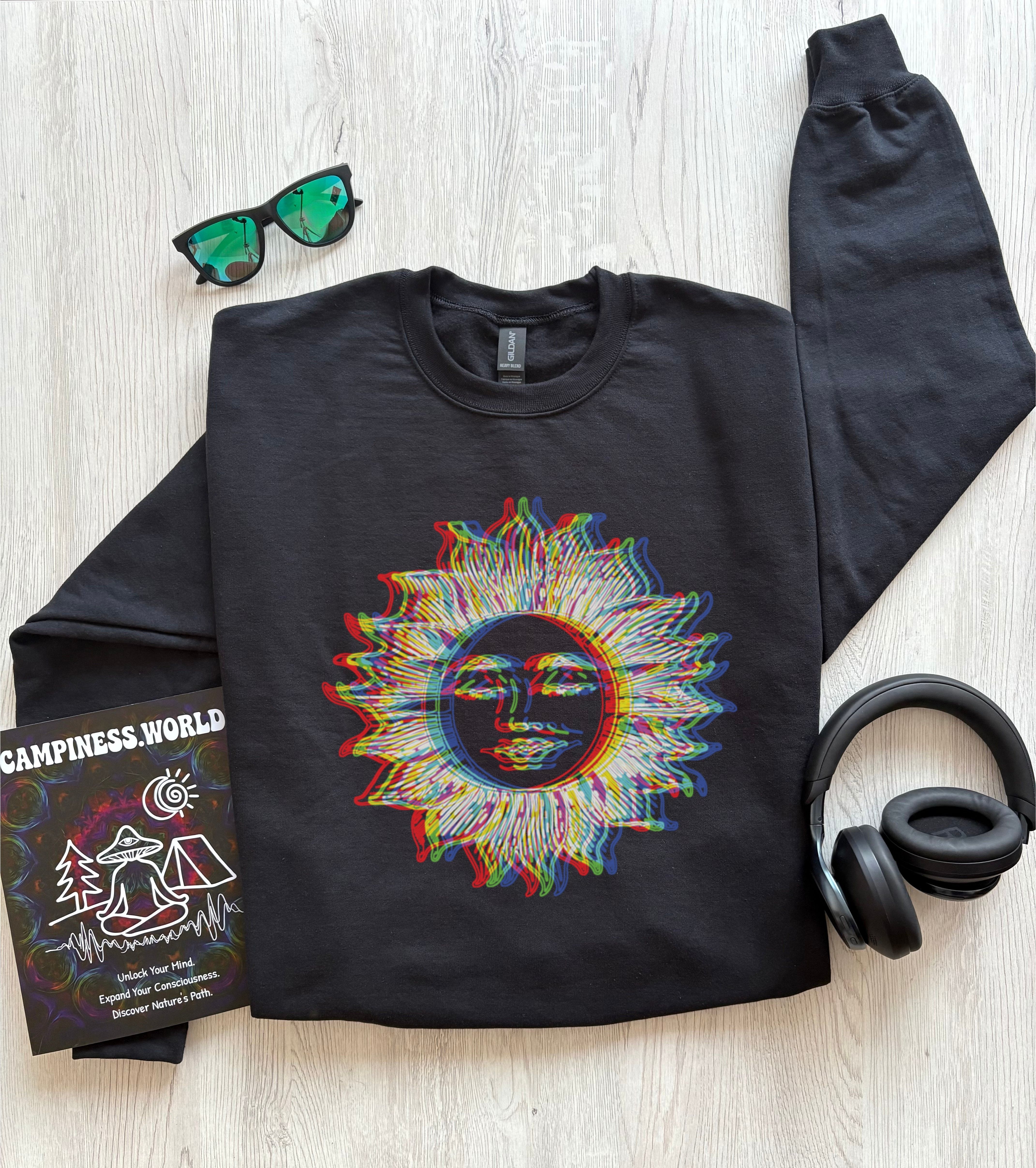 Vintage Psychedelic Sun sweatshirt designed for comfort and good vibes - Campiness World