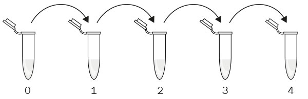 Representative tubes and pipetting scheme for four serial dilutions of the dPCR Validation Standard