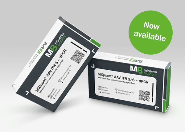 Photo of new MiQuant® AAV ITR 5 and ITR 2/6 test kits for dPCR and ddPCR