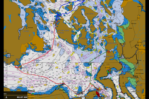 Map showcasing the track lines our Autumn 3-Day Wildlife Cruise took