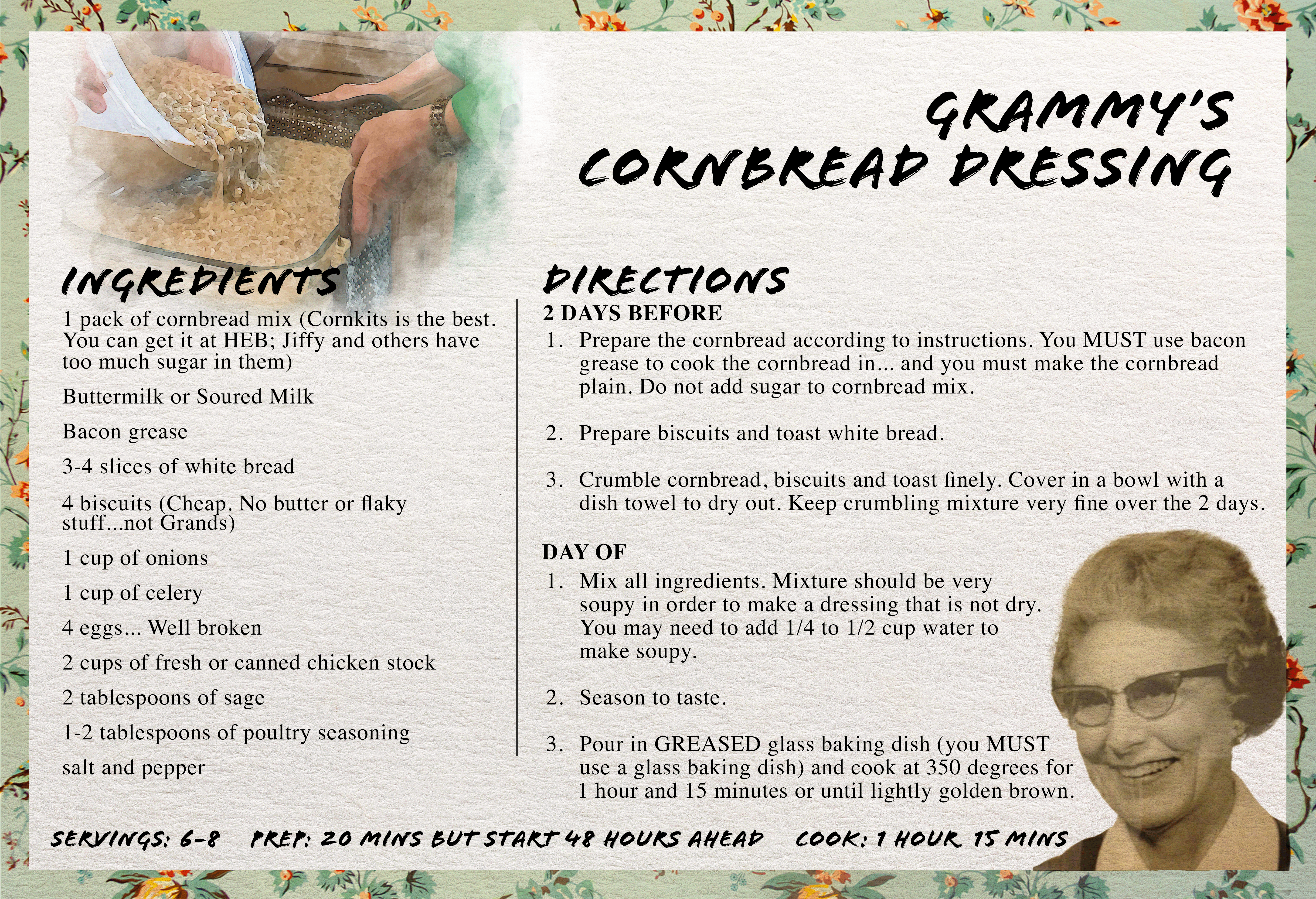 cornbread dressing recipe card
