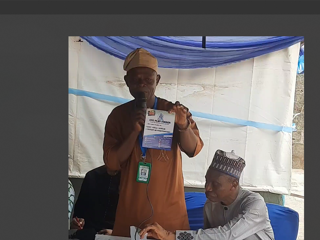 The National President of Estate, Rent and Commission Agents Association of Nigeria (ERCAAN) at the inauguration of Epe Plot Finder's office in Epe, Lagos State.
