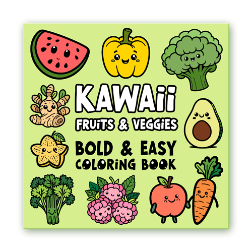 Kawaii Fruits & Veggies Bold & Easy Coloring Book