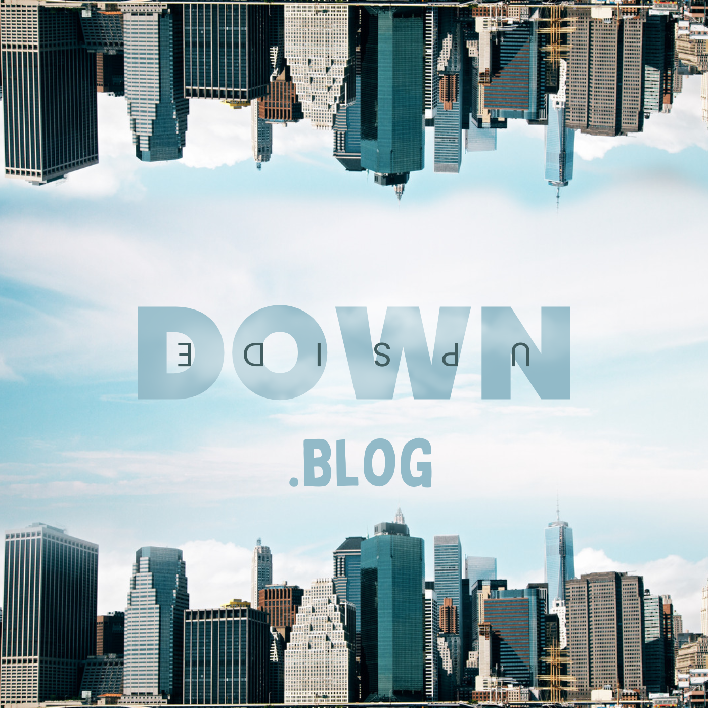 Beyond Ether's Upside Down Daily Blog logo: The logo features a city skyline mirrored vertically, creating an upside-down effect. The word 'DOWn' is prominently displayed in large, bold letters, with 'UPsiDE' written in smaller, lighter text above the 'DO