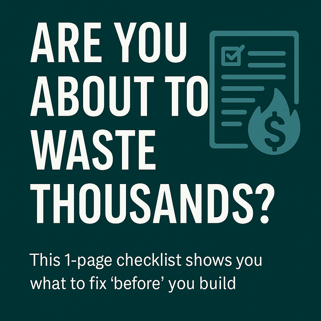 Flat design image for hardware engineering checklist titled “5 Project Killers to Fix Before Prototyping” with dark teal tones.