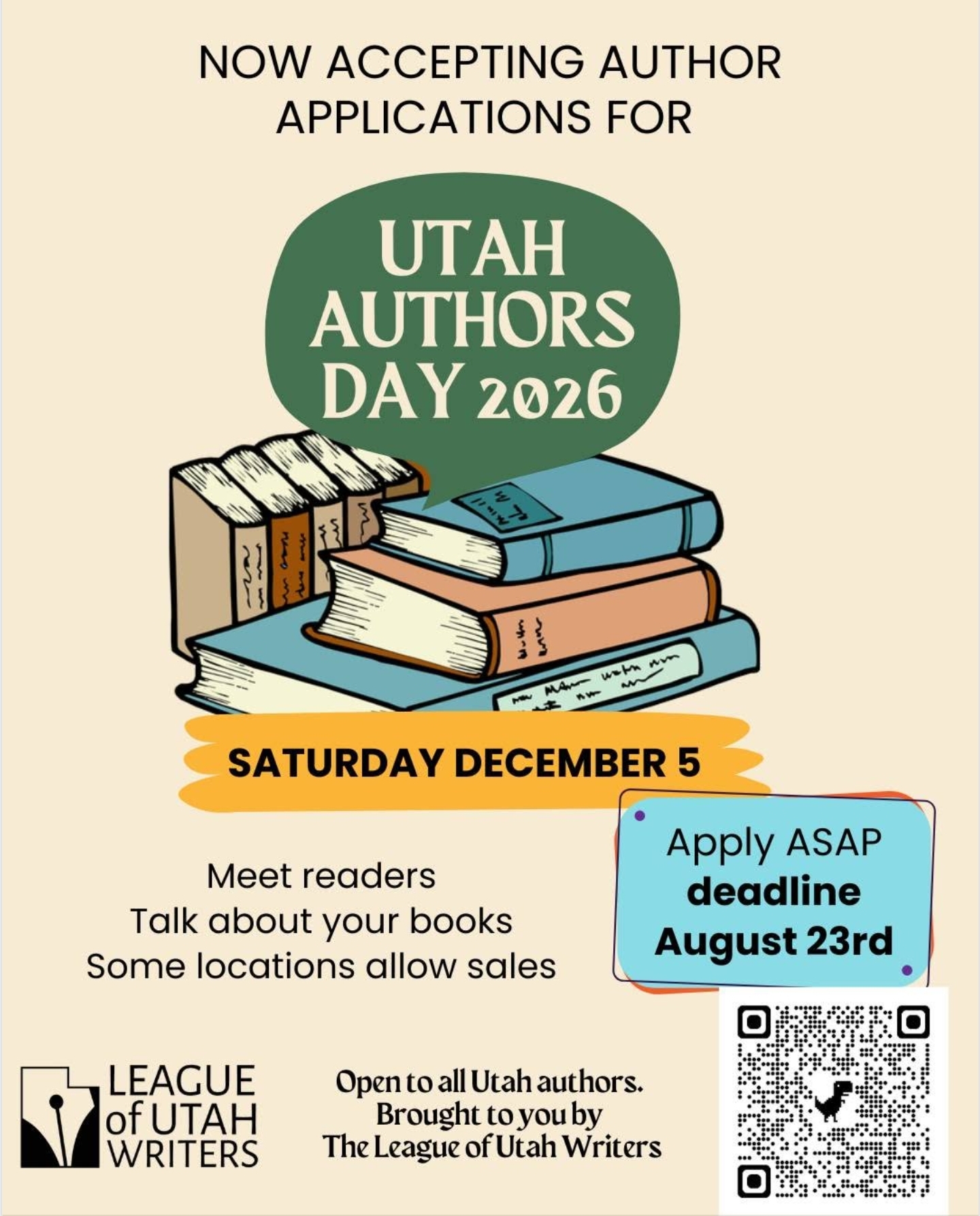 Utah Authors Day 2026 promotional flyer for the statewide literary celebration.