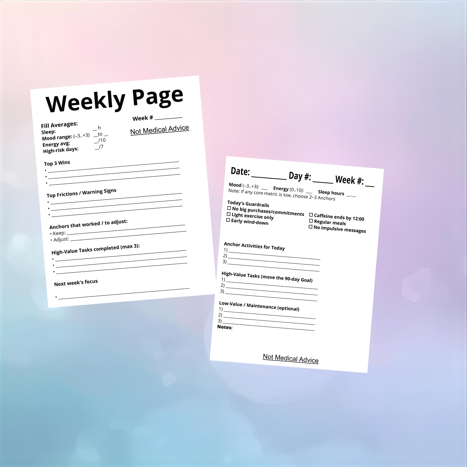 Free Daily and Weekly Planner pages preview