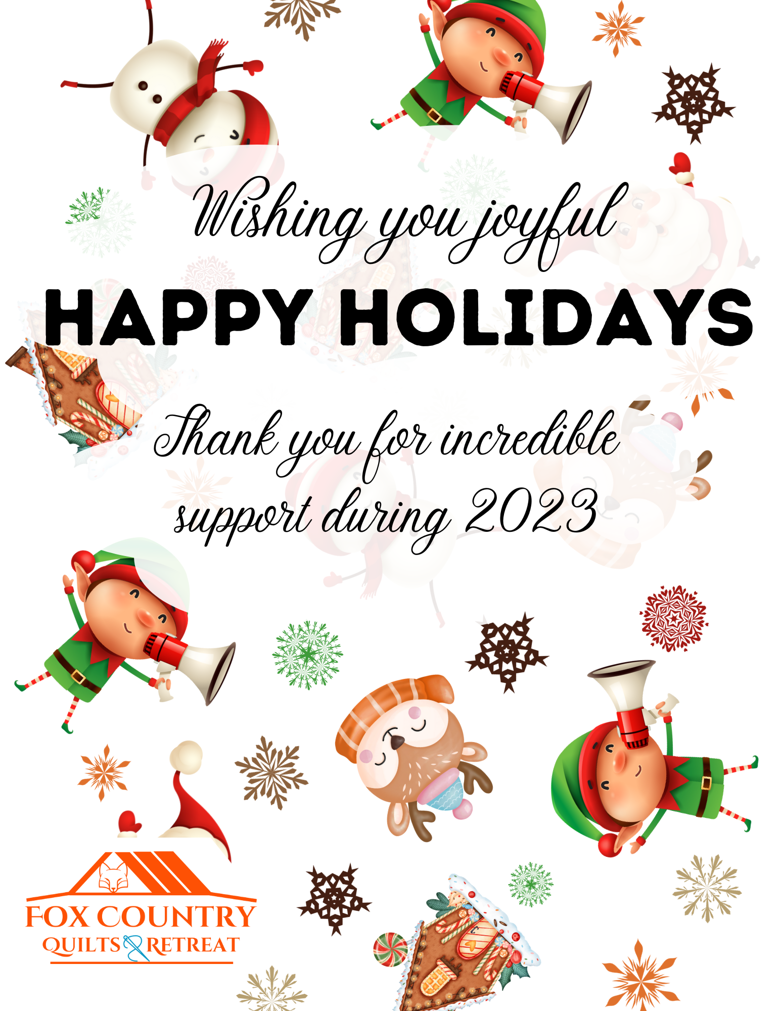 Wishing you joyful happy holidays. Thank you for incredible support during 2023