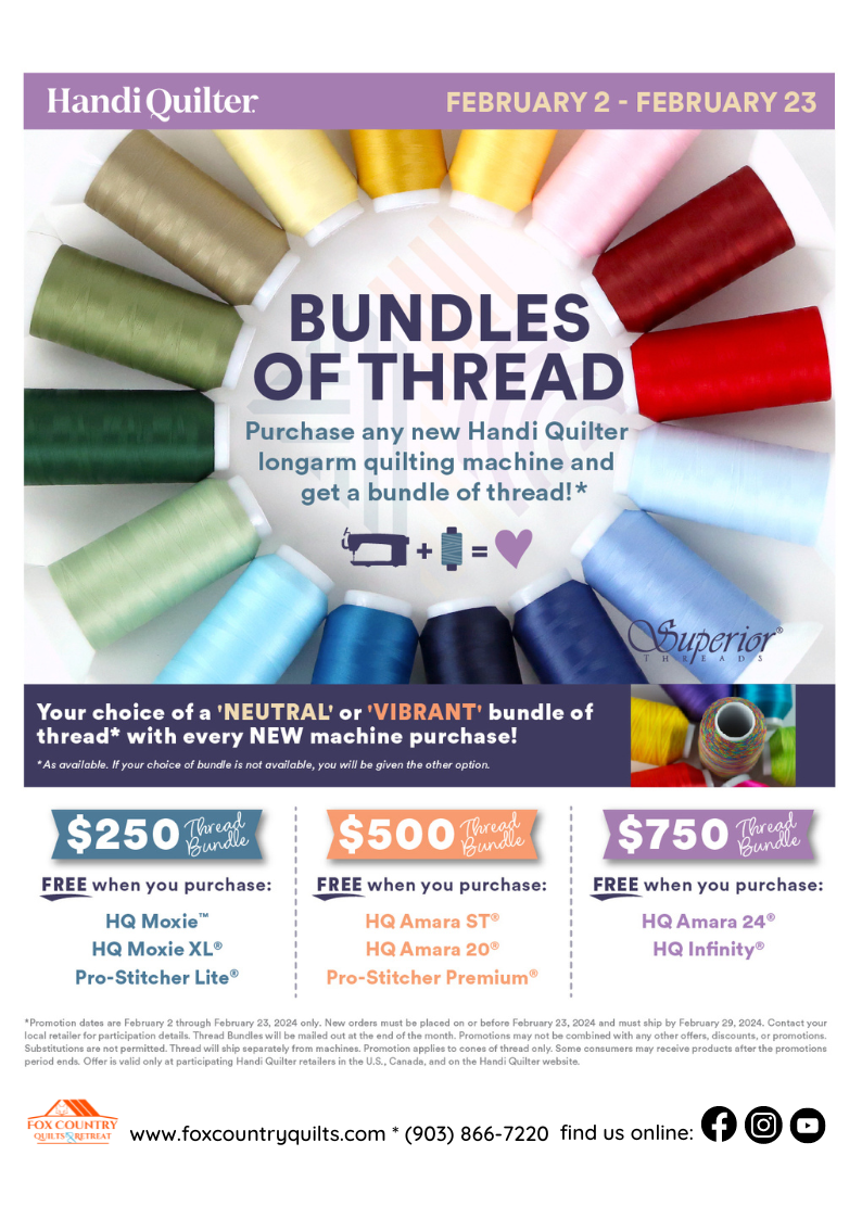 Thread!!!! A quilter, especially a longarm quilter, never has enough thread! This is a great promotion!