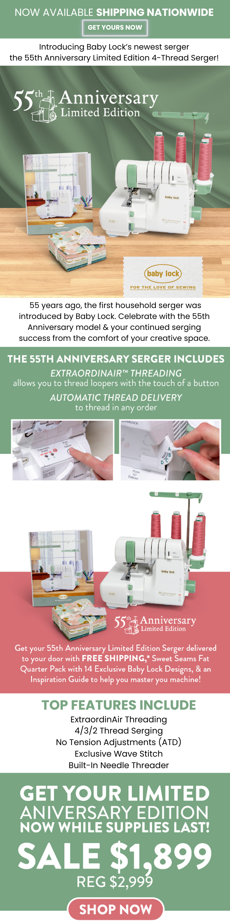 Introducing Baby Lock's newest serger - the 55th Anniversary Limited Edition!