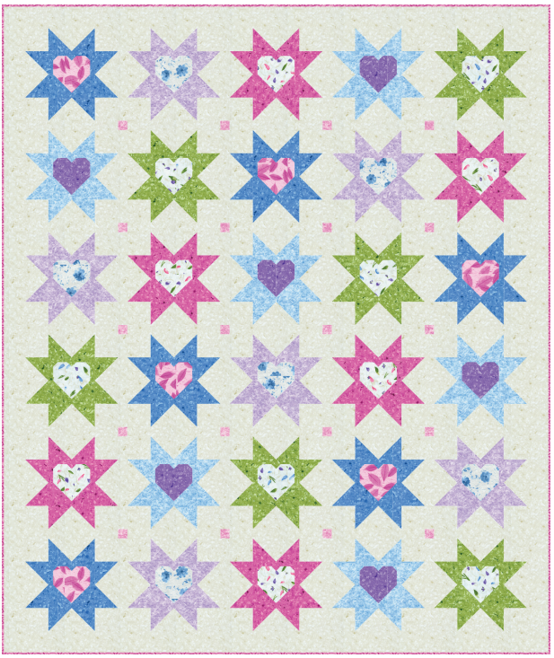 Stars and Hearts Pattern from Robert Kaufman Fabrics.