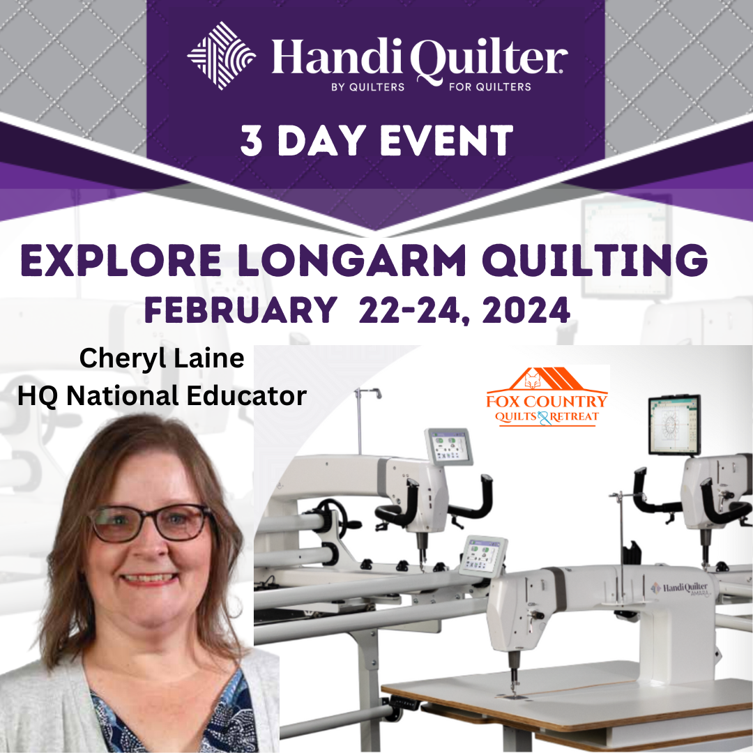 Want to learn more about longarm quilting? Join us for a 3-day in-person event to explore longarm quilting. We'll go from longarm machine quilting basics to hands-on quilting fabulous projects. You will have the unique opportunity to learn, practice, and try all of Handi Quilter longarm quilting machine models. This opportunity, which you can hardly get anywhere else, will introduce you to the joy of longarm quilting on the machine that is right for you.