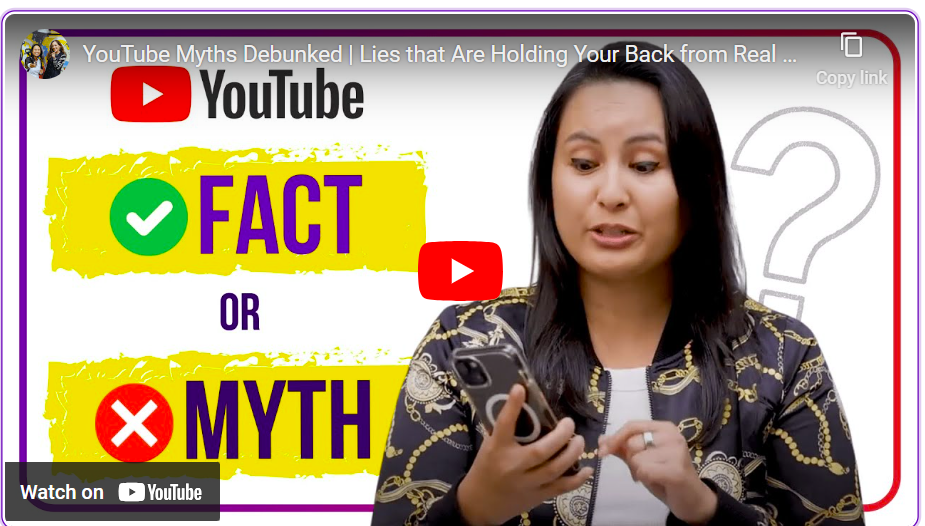 youtube video describing facts and myths for being successful on youtube for business