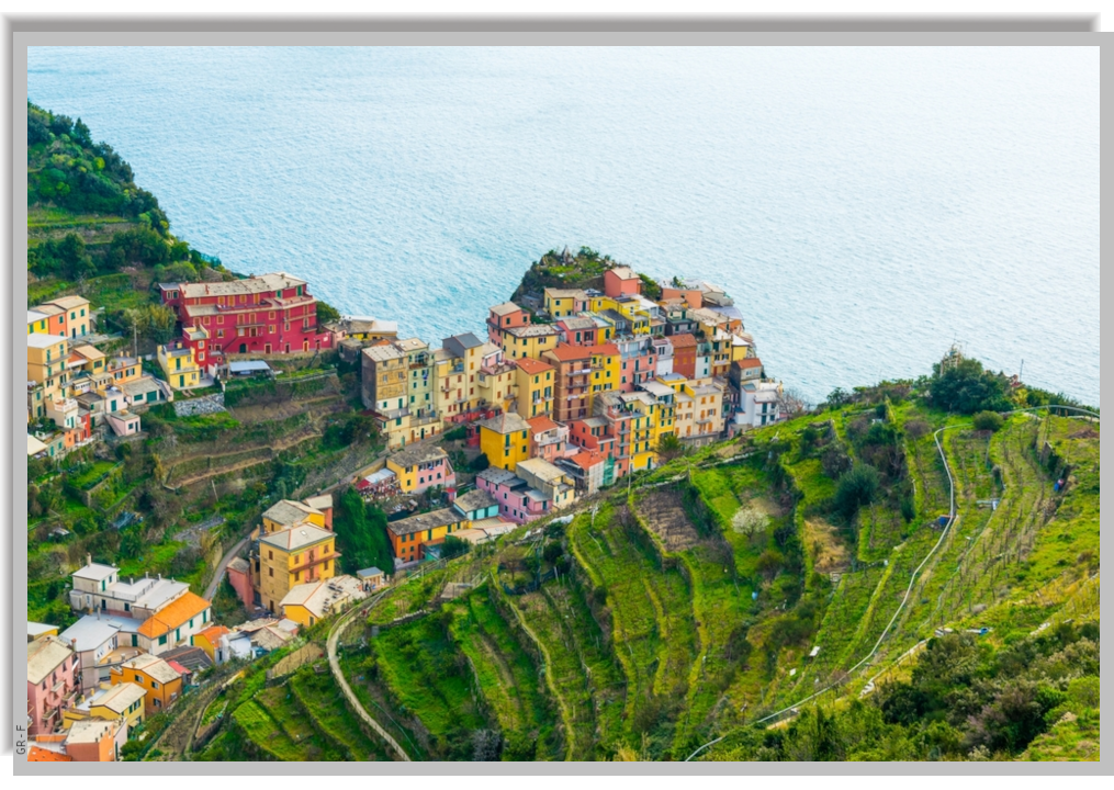 The green cultivated hills around Manarola