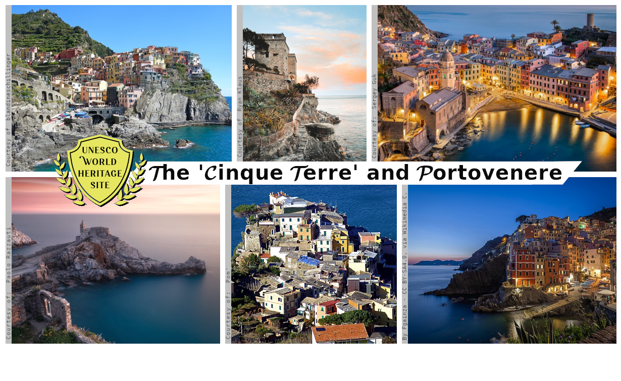 Presentation poster of the Five Lands villages and Portovenere town
