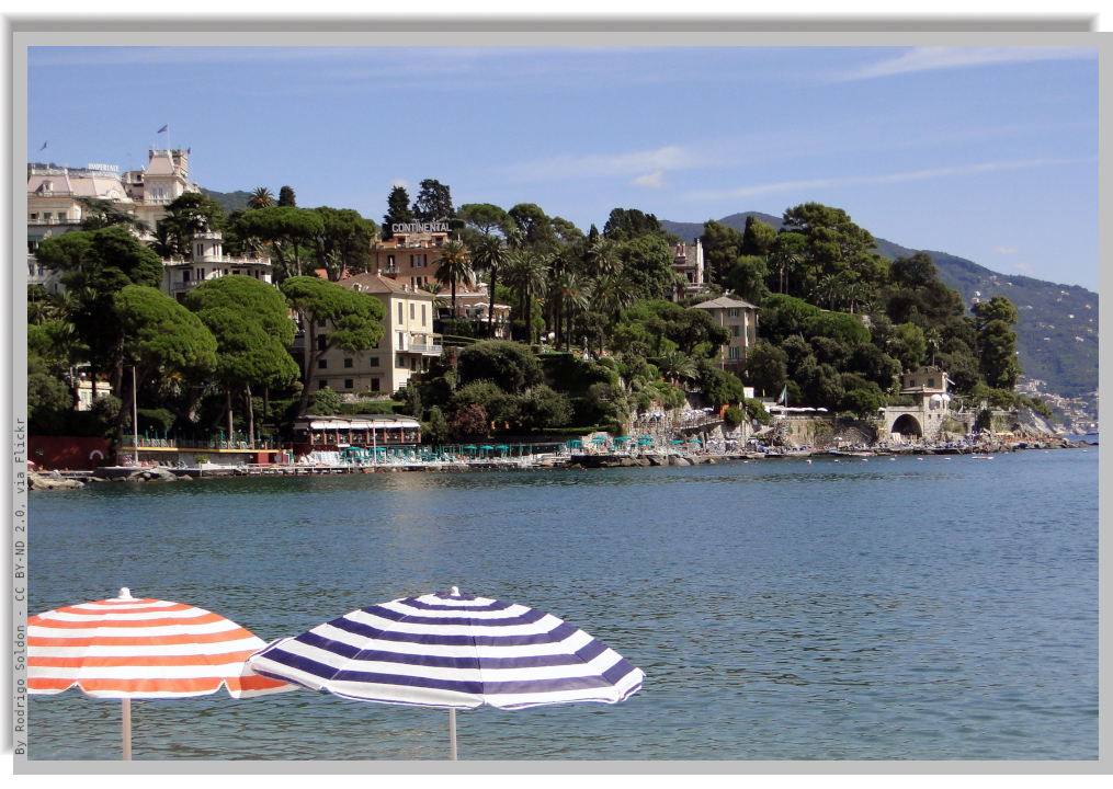 The Bay of Santa Margherita Ligure viewed from the beach