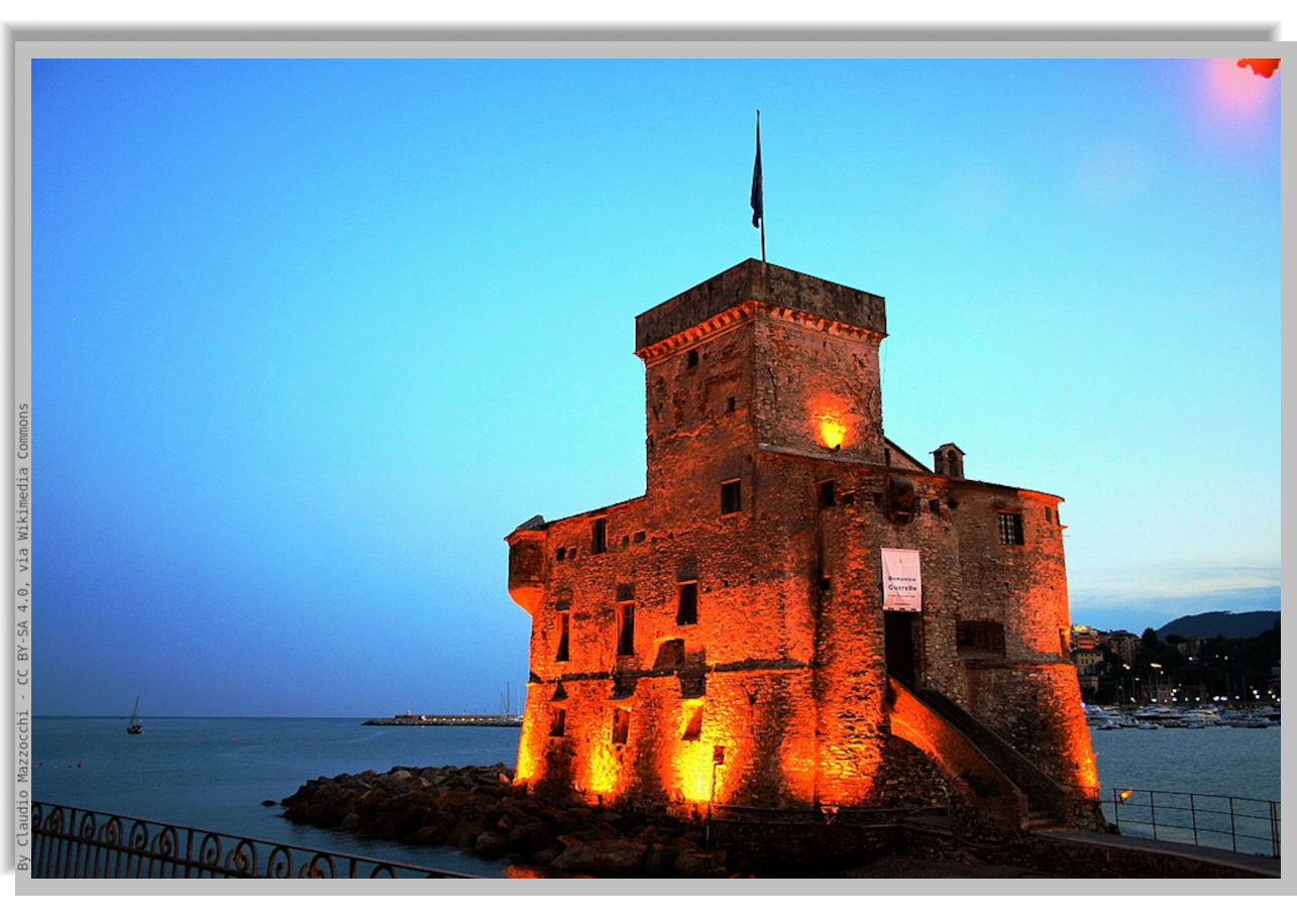 The Castle of Rapallo, illuminated at night