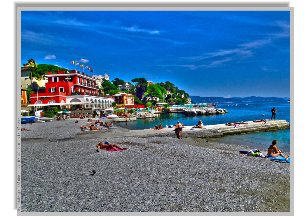 Beach of Santa Margherita Ligure with jetty towards the Sea