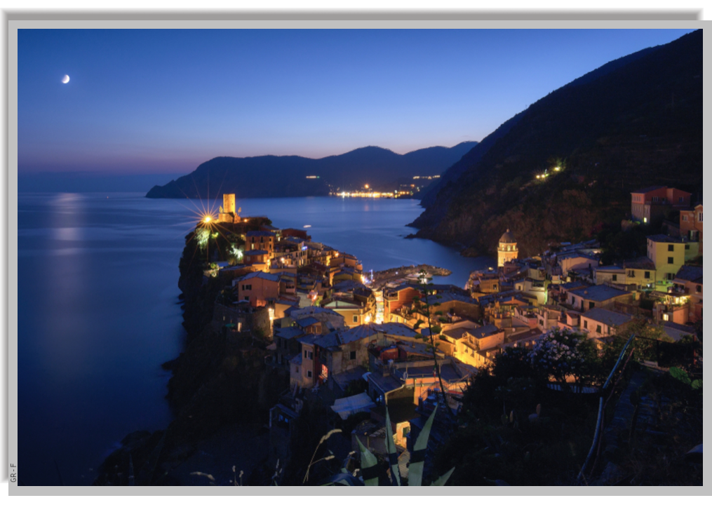 The Promontory of Vernazza overlooking the sea, at night