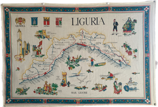 Ancient illustrated map of Ligury Region