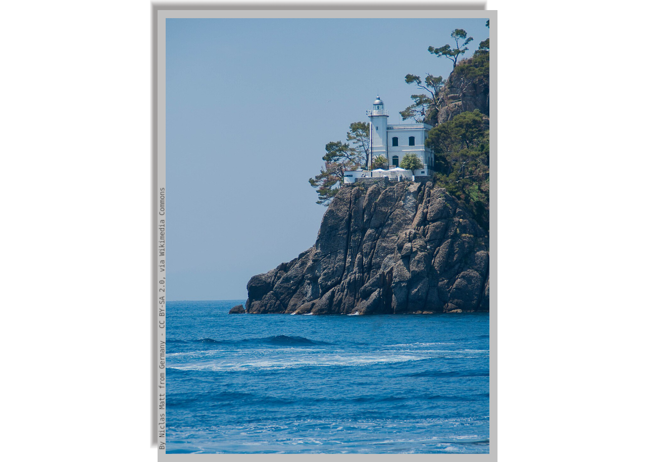 Lighthouse of Portofino seen from the cove